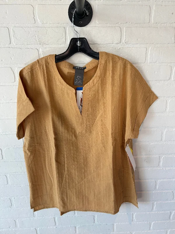 Top Short Sleeve By Matty M In Tan, Size: L