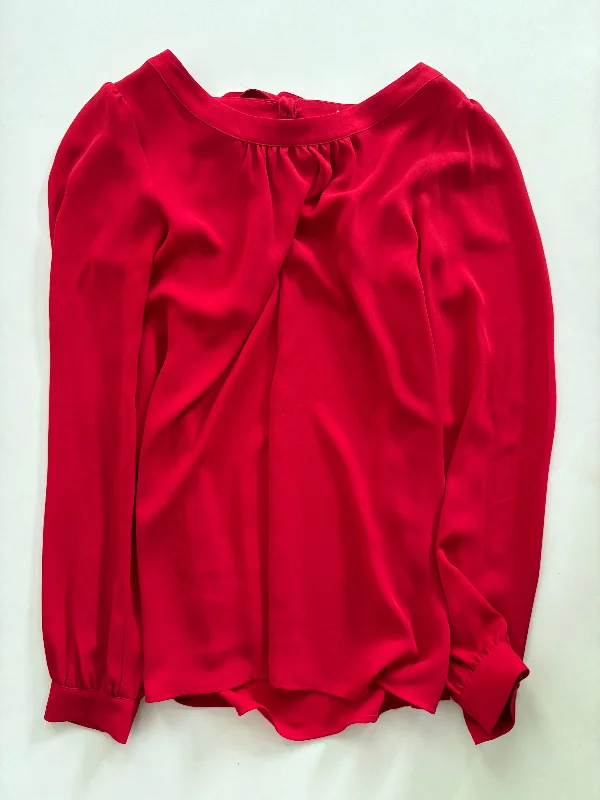 Blouse Long Sleeve By Loft O In Red, Size: Xs