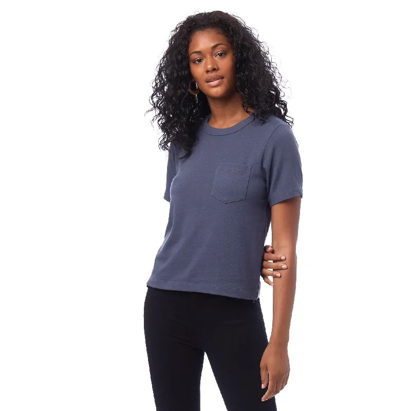 Heavyweight Recycled Cotton Cropped Pocket T-Shirt (Ombre Blue)