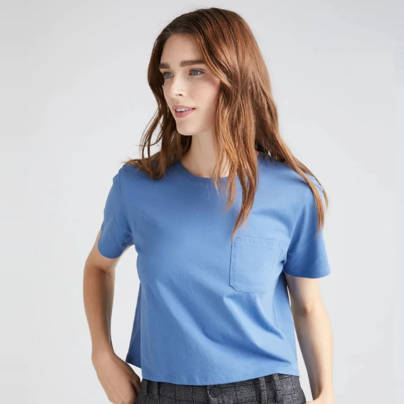 Pima Boxy Crop Tee (Blue Horizon)