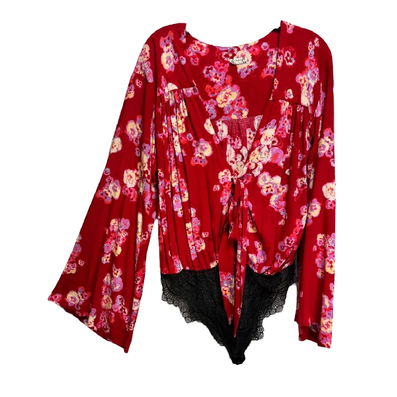 Top Long Sleeve By Free People In Red, Size: M