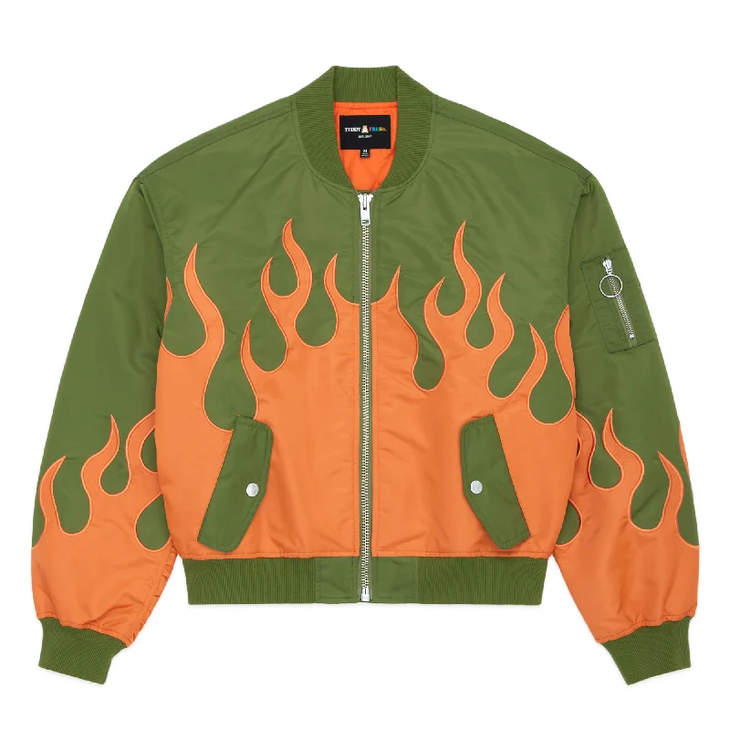 Zip Flames Bomber Jacket